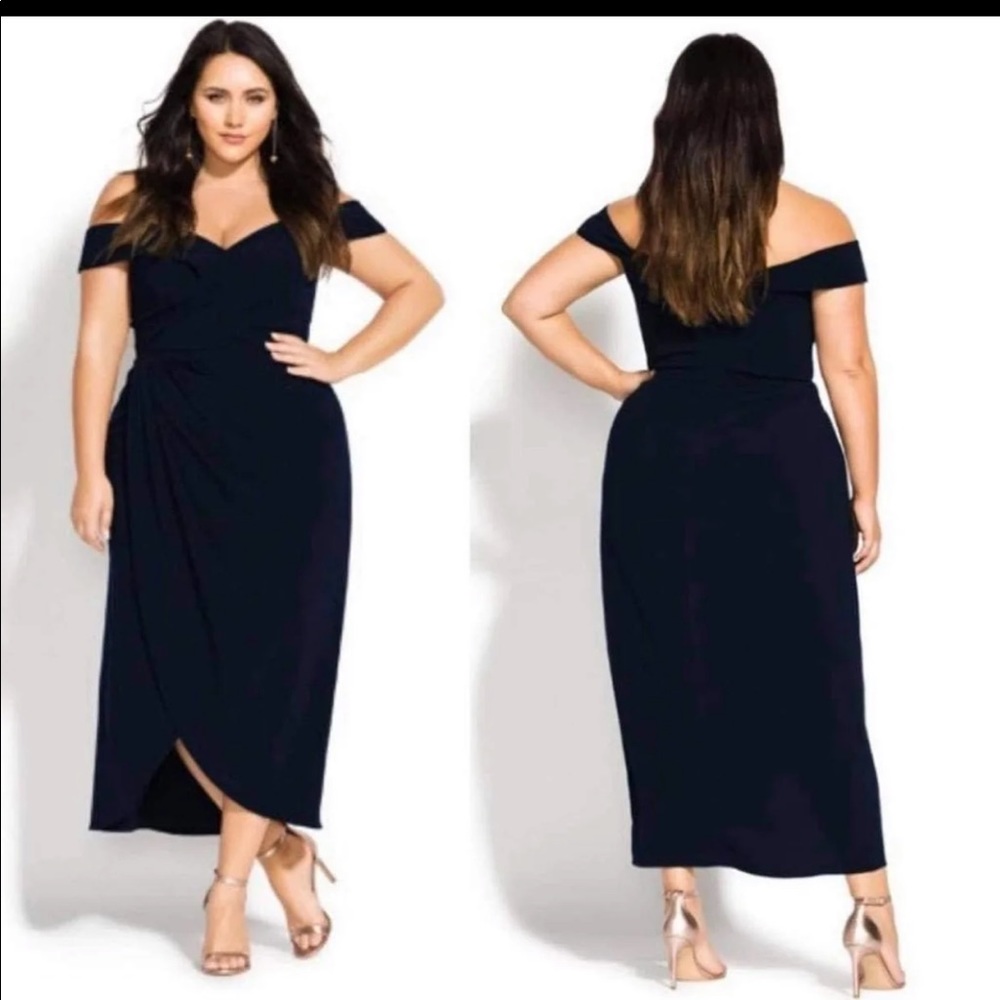 City Chic off shoulder XS size 16 black dress